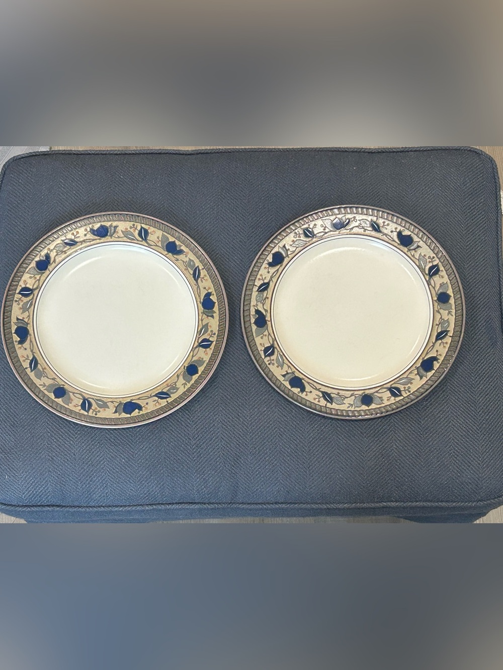 Lot of Two (2) Mikasa Arabella Dinner Plates  11-1/8” Intaglio Stoneware CAC01